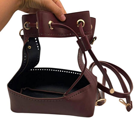 Angel Çanta Aksesuar Torba Model Çanta Yapım Aparatı Bordo Renk Light Gold Metalli