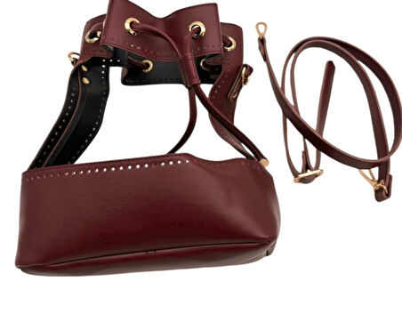 Angel Çanta Aksesuar Torba Model Çanta Yapım Aparatı Bordo Renk Light Gold Metalli