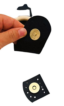 Angel Çanta Aksesuar Tek Kat Suni Deri Ahşap Tokalı Siyah Kapak