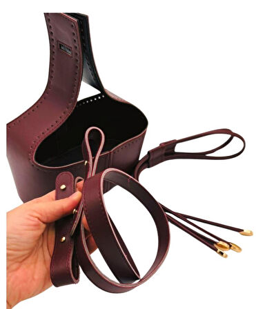 Angel Çanta Aksesuar Torba2 Model Çanta Yapım Aparatı Bordo Renk Light Gold Metalli