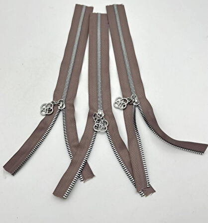 Angel Çanta Aksesuar Başlıklı Fermuar Set 30 Cm Gümüş Metal Vizon 3 Adet
