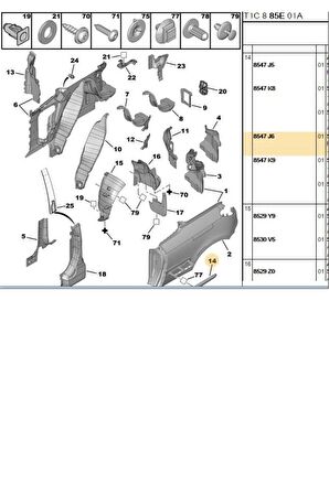 Arka Çamurluk Çıtası Sağ 206  (8547J6)