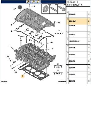 Silindir Kapak Contası EP6C 207 208 308 3008 5008 Partner Tepee Rcz C3 C4 C5 Berlingo (0209EW)