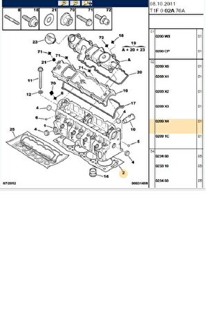 Silindir Kapak Contası Partner 206 306 Berlingo Xsara DW8 (613372040-0209X4)