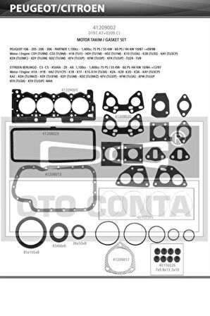 Takım Contası 106 206 Saxo C3 Xsara TU3JP (41209002-023697504)