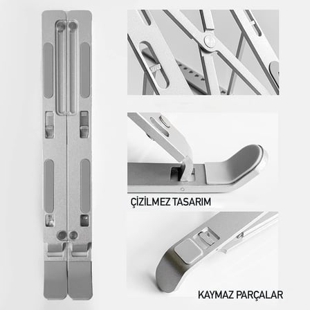 OBEV Taşınabilir Laptop Stant Bilgisayar Stant Notebook Stant Tüm Laptoplarla Uyumlu Bilgisayar Standı Taşınabilir Metal Kaymaz Stant Dizüstü Bilgisayar Stantları Stantı