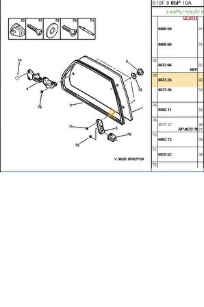 Cam Menteşe Üst Sol Alt Sağ 106 Partner Berlingo Saxo-DW8 (857325)