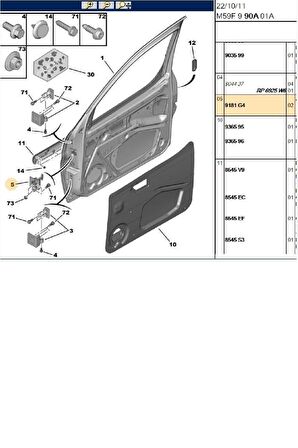 Ön Kapı Gergi Partner Berlingo DW8 (22367002-09040235-TRL9181G4-9181G4)