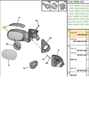 Sol Elektrikli Ayna 206 (E0901-8154JE-8153KQ)