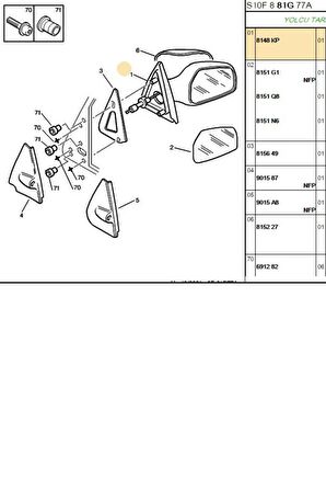 Sağ Manuel Ayna 106 (E0930-8148KP)