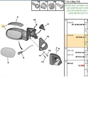 Sağ Mekanik Ayna 206 (E0898-8148XY)
