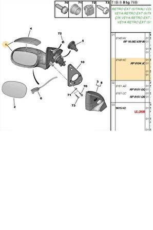 Sağ Elektrikli Ayna 206 (6126283-E0900-8154JC)