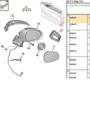 Sağ Elektrikli Ayna 207 (E3098-8149ZH)