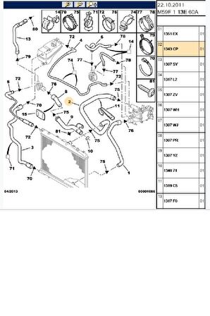 Radyatör Üst Hortumu Partner DW10 (15118-1343CP)