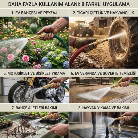 Hortum Tazyik Aparatı ve Musluk Ucu Seti - Yüksek Basınçlı Ayarlanabilir Bahçe Sulama Nozulu, Araba Yıkama Başlığı, Hortum Bağlantı Rekoru