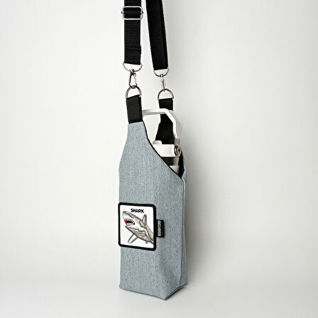 Woodycord El Yapımı Kot U Model Matara Kılıfı  Köpekbalığı