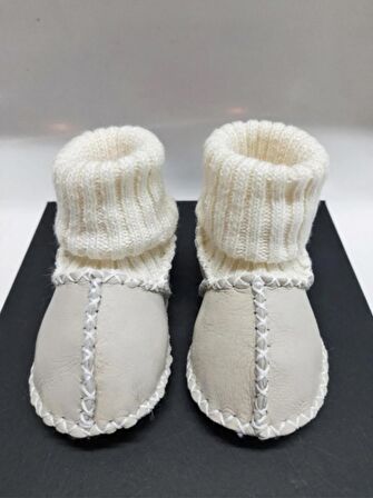 Bebek Unisex Organik Kuzu Derisi İlk Adım Ayakkabısı Panduf Patik 12-18 AY