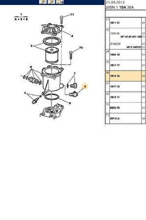 Mazot Filtre Kutu Müşürü 206 306 307 406 Expert Partner Berlingo DW8-DW10 (191316)