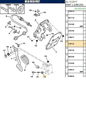 Debriyaj Pedal Braketi Partner Berlingo (214125)