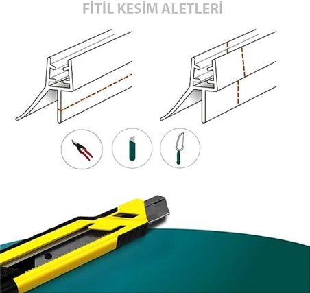 Ayrıntıshop Cam Kabin Alt Suluk Çift Tırnaklı Fitil 60 cm, 4-6 mm Cam Uyumlu, Duşakabin Su Sızdırmazlık Fitili, Şeffaf PVC Conta