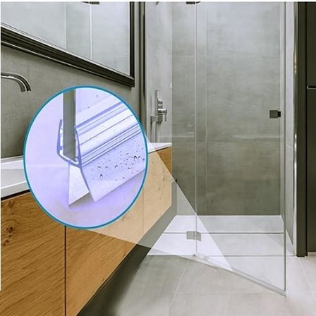 Ayrıntıshop Cam Kabin Alt Suluk Çift Tırnaklı Fitil 60 cm, 4-6 mm Cam Uyumlu, Duşakabin Su Sızdırmazlık Fitili, Şeffaf PVC Conta