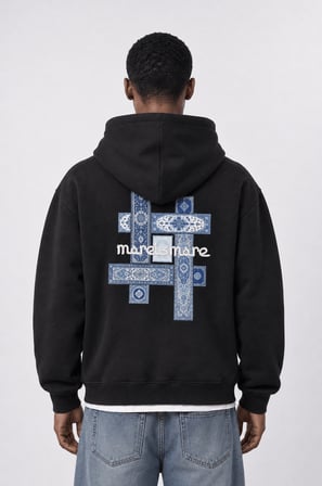 Erkek Sky Patch Detaylı Oversize Hoodie Siyah