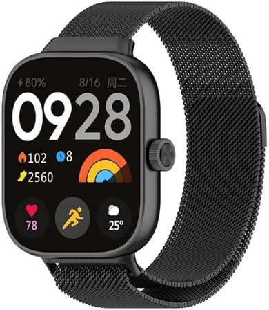 Xiaomi Redmi Watch 4 Uyumlu Hasır Örgü Metal Paslanmaz Milano Kordon Siyah