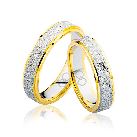 Harem Altın Sarı Beyaz Altın Alyans 2605-1