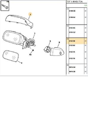 Sol Dış Ayna Kapağı 307 (70915009-815259)
