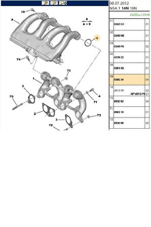 Emme Manifold Contası DW8 Partner M49 M59 Berlingo M49 M59 (036534)