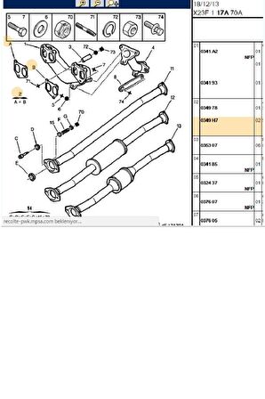 Eksoz Manifold Contası Partner M49 M59 Berlingo M49 M59 (0349H7-RYL380025-42173021)