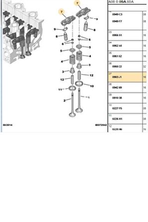 Subap Tuşu 206 207 307 308 2008 3008 5008 Cıtroen Berlingo C4 C5 (422006210-0903J1)