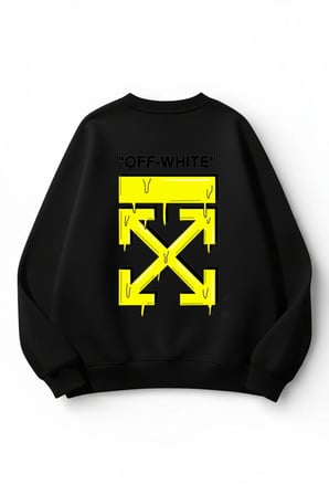 Unisex Yumuşak Dokulu Off Whte Baskılı Tasarım Oversize 3 İplik Bisiklet Yaka Sweatshirt