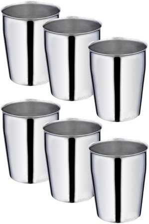 6 Adet Çelik Bardak 330ml Yaşam Boyu Garantili Paslanmayan Kırılmayan Bardak Krom Nikel Kaplama Kupa