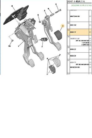 Pedal Lastiği Fren C4 C5 208 301 Partner Berlingo (Y5633-BRS13117-450417)