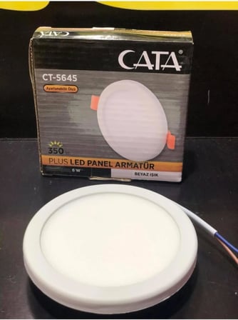 Cata CT-5645 6W Plus Ayarlanabilir Delik Çaplı Sıva Altı LED Panel Armatür, Çerçevesiz İnce Tasarım Tavan Spot Lambası (1 Adet - Beyaz - 6400K)