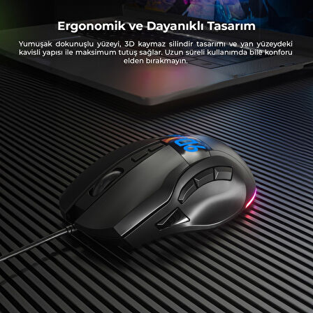 Lecoo MS130 Kablolu 7200DPI 9 Makro Tuşlu RGB Gaming Optik Mouse