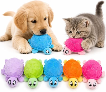 SOGUD Peluş Köpek Oyuncağı Deniz Kaplumbağası - Hışırtılı Çıtırtılı Sesli Yumuşak Evcil Hayvan Oyuncağı - Kedi Yavru Köpek Küçük Irklar İçin İnteraktif Oyun Arkadaşı (Stoğa Göre Renk Gönderilir)