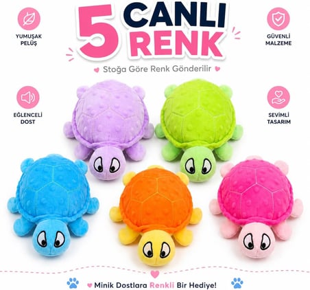SOGUD Peluş Köpek Oyuncağı Deniz Kaplumbağası - Hışırtılı Çıtırtılı Sesli Yumuşak Evcil Hayvan Oyuncağı - Kedi Yavru Köpek Küçük Irklar İçin İnteraktif Oyun Arkadaşı (Stoğa Göre Renk Gönderilir)