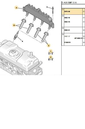 Bobin 106 206 306 TU3-TU5JP (CE2001112B1-BRS97079PG-FASE22404007-DLPCE2001112B1-5970A8)