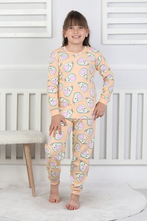 Cute Avocado Desenli Kız Çocuk Pijama Takımı 