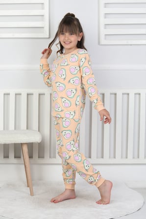 Cute Avocado Desenli Kız Çocuk Pijama Takımı 
