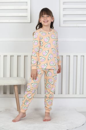 Cute Avocado Desenli Kız Çocuk Pijama Takımı 