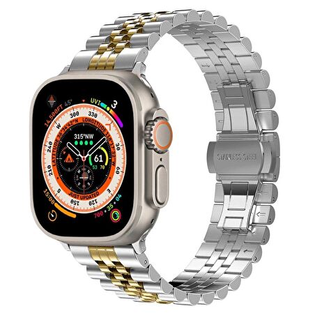 Apple Watch 42/44/45/49MM Uyumlu Paslanmaz Çelik Ayarlanabilir Rolex Metal Kordon