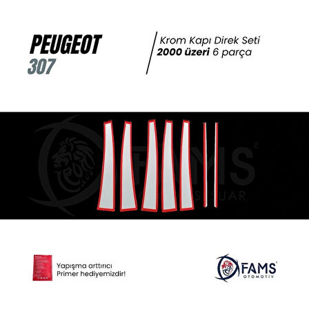 Peugeot 307 Krom Kapı Direk Seti 6 Prç P.Çelik 2000 Üzeri