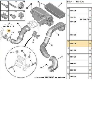 Turbo Hortum Contası DW6 207 307 407 C4 (11610007-R59961-Y9535-1434C8)