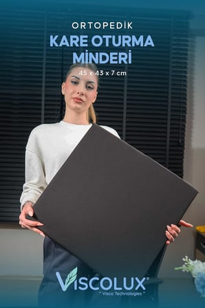Kare Ortopedik Minder - Kare Oturma Minderi Tekerlekli Sandalye Ofis Araba Minderi Siyah