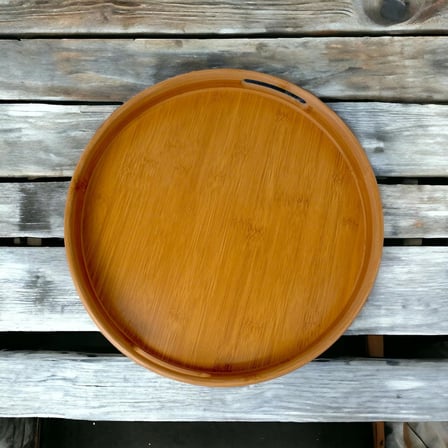 Deconox Yuvarlak Bambu Tepsi 35cm, Daire Sunum