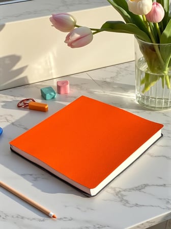 Defter, Noktalı Not Defteri – PU Deri Not Defteri – 16,5x16,5 cm, 96 Yaprak (192 Sayfa), 90 gr Ivory Kağıt, Esnek Kapak, Ofis ve Kırtasiye (Amber Turuncu)