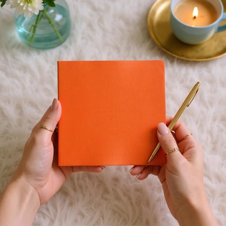 Defter, Noktalı Not Defteri – PU Deri Not Defteri – 16,5x16,5 cm, 96 Yaprak (192 Sayfa), 90 gr Ivory Kağıt, Esnek Kapak, Ofis ve Kırtasiye (Amber Turuncu)